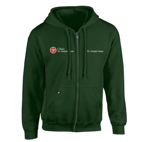 HOODIE WITH ZIP FORESTGREEN